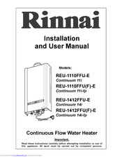 Rinnai REU-1110FFU-E Installation And User Manual