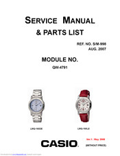 Casio LWQ-160LE Service Manual & Parts List