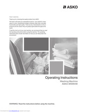 Asko W6984W Operating Instructions Manual
