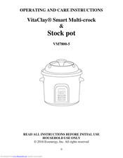 VITACLAY VM7800-5 Operating And Care Instructions