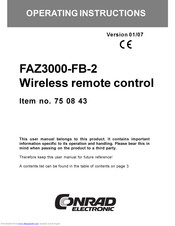 Conrad Electronic FAZ3000-FB-2 Operating Instructions Manual