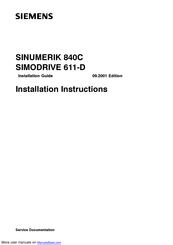 Siemens SINUMERIK 840C Installation Instructions Manual