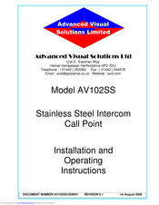 Advanced Visual Solutions AV102SS Installation And Operating Instructions Manual