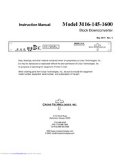 Cross Technologies 3116-145-1600 Instruction Manual