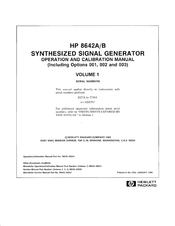 Hp 8642A Operation And Calibration Manual