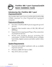 SIIG 1 FireWire 800 CardBus DV-Ki Quick Installation Manual