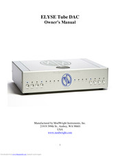 ModWright Instruments ELYSE Tube DAC Owner's Manual