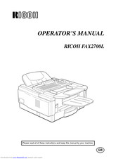 Ricoh FAX2700L Operator's Manual