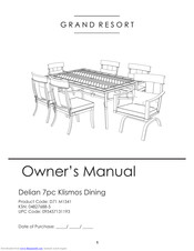 GRAND RESORT Delian 7pc Klismos Dining Owner's Manual