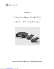 KingtronicRF PKE-C801 Installation & Operation Instructions