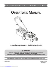 MTD 800 Series Operator's Manual