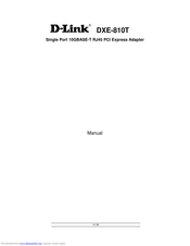 D-Link DXE-810T Manual