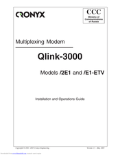 Cronyx Qlink-3000/E-1-ETV Installation And Operation Manual