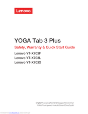 Lenovo YOGA Tab 3 Plus Safety, Warranty & Quick Start Manual