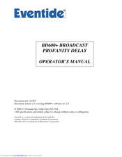 Eventide BD600+ Operator's Manual