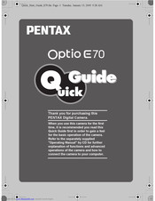 Pentax Optio E70 Quick Start Quide
