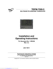 TIL TDFM-7300-3 Installation And Operating Instructions Manual