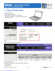 Tekmar tekmarNet 485 Quick Setup Manual