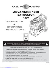 U.S. Products ADVANTAGE 1200 Information & Operating Instructions