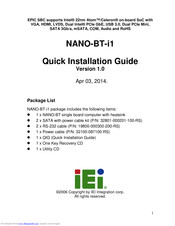 IEI Technology NANO-BT-i1 Series Quick Installation Manual