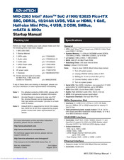 Advantech MIO-2263 Startup Manual