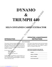 Pacific Steamex DYNAMO Operating & Maintenance Instructions