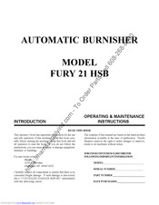 Pacific FURY 21 HSB Operating & Maintenance Instructions