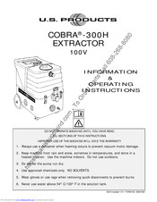 U.s. Products COBRA-300H Operating Instructions Manual