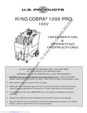 U.s. Products KING COBRA 1200 PRO Operating Instructions Manual