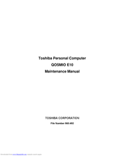 TOSHIBA Qosmio E10 Maintenance Manual