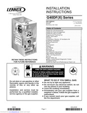 Lennox G40DFIX)-36A-070 Installation Instructions Manual