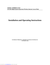 Sunstream Wireless M5800SB-AP-60 Installation And Operating Instructions Manual