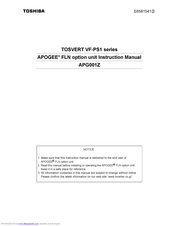 Toshiba APOGEE FLN APG001Z Instruction Manual