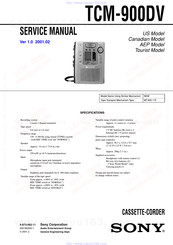 Sony TCM-900DV Operating Instructions  (primary manual) Service Manual