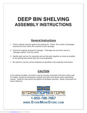 Store More Store DEEP BIN SHELVING Assembly Instructions Manual