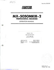 OTARI MX-5050MKIII-2 Operation Manual