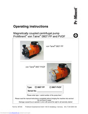 ProMinent ProMinent von Taine 0807 PP Operating Instructions Manual