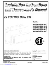 Dettson HYDRA18-E2401M-C Installation Instructions And Homeowner's Manual