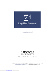 Hinton Instruments Z1 Operating Manual