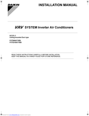 Daikin FXTQ100A7VEB Installation Manual