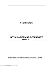 Sunleaf 5000TL Installation And Operator's Manual