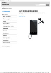 Sony Walkman NWZ-Z1040 Help Manual