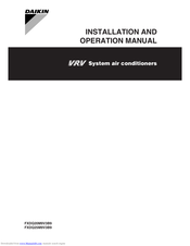 Daikin FXDQ20M9V3B9 Installation And Operation Manual