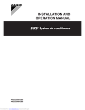 Daikin FXDQ25M9V3B9 Installation And Operation Manual