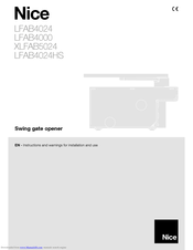 Nice LFAB4024HS Instructions And Warnings For Installation And Use