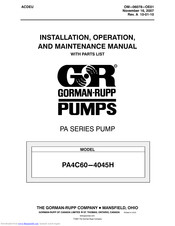 GORMAN-RUPP PA4C60-4045H Installation, Operation And Maintanance Manual