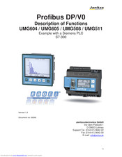 janitza Profibus DP/V0 UMG605 Function Manual