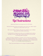 Boutique Camping Tipi Instruction Manual