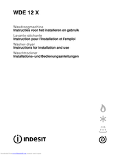 Indesit WDE 12 X Instructions For Installation And Use Manual