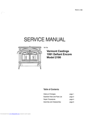 Vermont Castings 1991 Defiant Encore 2190 Service Manual
